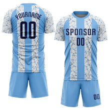 Charger l'image dans la galerie, Custom Light Blue Navy-White Sublimation Soccer Uniform Jersey