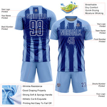 Charger l'image dans la galerie, Custom Light Blue Royal-White Abstract Stripes Sublimation Soccer Uniform Jersey