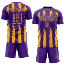 Charger l'image dans la galerie, Custom Purple Gold Abstract Stripes Sublimation Soccer Uniform Jersey