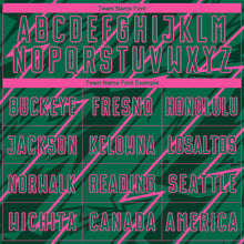 Load image into Gallery viewer, Custom Kelly Green Pink Lightning Sublimation Soccer Uniform Jersey