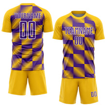 Загрузить изображение в средство просмотра галереи, Custom Yellow Purple-White Lines Sublimation Soccer Uniform Jersey