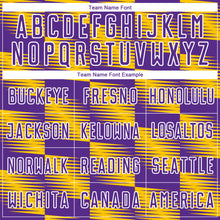 Загрузить изображение в средство просмотра галереи, Custom Yellow Purple-White Lines Sublimation Soccer Uniform Jersey