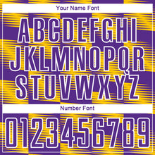 Загрузить изображение в средство просмотра галереи, Custom Yellow Purple-White Lines Sublimation Soccer Uniform Jersey
