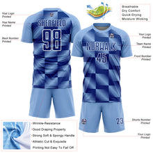 Charger l'image dans la galerie, Custom Light Blue Royal-White Lines Sublimation Soccer Uniform Jersey