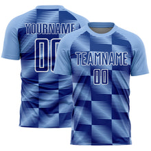 Charger l'image dans la galerie, Custom Light Blue Royal-White Lines Sublimation Soccer Uniform Jersey