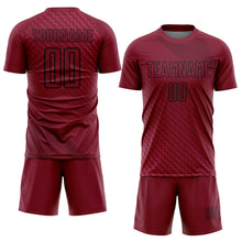 Загрузить изображение в средство просмотра галереи, Custom Crimson Black Geometric Shapes Sublimation Soccer Uniform Jersey