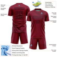 Загрузить изображение в средство просмотра галереи, Custom Crimson Black Geometric Shapes Sublimation Soccer Uniform Jersey