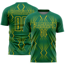 Charger l'image dans la galerie, Custom Kelly Green Yellow Geometric Shapes Sublimation Soccer Uniform Jersey