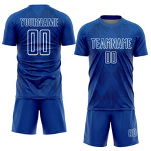 Laden Sie das Bild in den Galerie-Viewer, Custom Royal White Geometric Shapes Sublimation Soccer Uniform Jersey