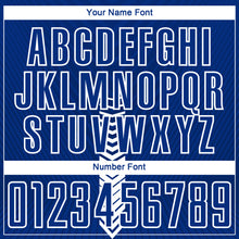 Load image into Gallery viewer, Custom Royal White Arrow Shapes Sublimation Soccer Uniform Jersey