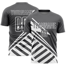 Load image into Gallery viewer, Custom Steel Gray White Lines Sublimation Soccer Uniform Jersey