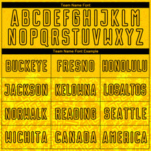 Load image into Gallery viewer, Custom Gold Black Geometric Shapes Sublimation Soccer Uniform Jersey