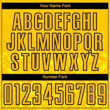 Load image into Gallery viewer, Custom Gold Black Geometric Shapes Sublimation Soccer Uniform Jersey