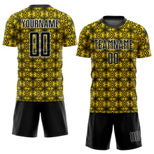 Charger l'image dans la galerie, Custom Yellow Black-White Geometric Shapes Sublimation Soccer Uniform Jersey