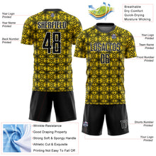 Charger l'image dans la galerie, Custom Yellow Black-White Geometric Shapes Sublimation Soccer Uniform Jersey