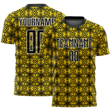 Charger l'image dans la galerie, Custom Yellow Black-White Geometric Shapes Sublimation Soccer Uniform Jersey