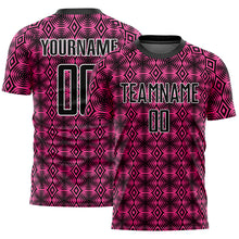 Загрузить изображение в средство просмотра галереи, Custom Pink Black-White Geometric Shapes Sublimation Soccer Uniform Jersey