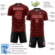Загрузить изображение в средство просмотра галереи, Custom Red Black-White Geometric Shapes Sublimation Soccer Uniform Jersey