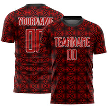 Загрузить изображение в средство просмотра галереи, Custom Red Black-White Geometric Shapes Sublimation Soccer Uniform Jersey
