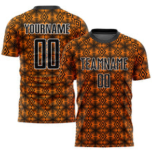 Charger l'image dans la galerie, Custom Orange Black-White Geometric Shapes Sublimation Soccer Uniform Jersey