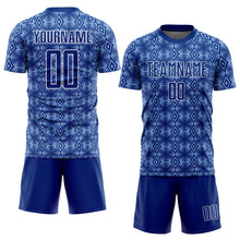 Load image into Gallery viewer, Custom Royal Light Blue-White Geometric Shapes Sublimation Soccer Uniform Jersey