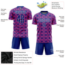 Загрузить изображение в средство просмотра галереи, Custom Pink Royal-White Geometric Shapes Sublimation Soccer Uniform Jersey