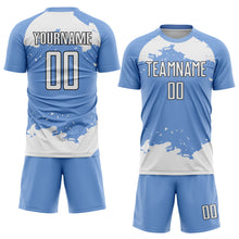 Charger l'image dans la galerie, Custom Light Blue White-Black Abstract Fragment Art Sublimation Soccer Uniform Jersey