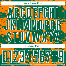 Load image into Gallery viewer, Custom Kelly Green Bay Orange-White Splash Sublimation Soccer Uniform Jersey