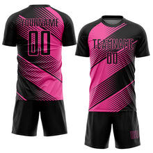 Laden Sie das Bild in den Galerie-Viewer, Custom Black Pink Line Sublimation Soccer Uniform Jersey