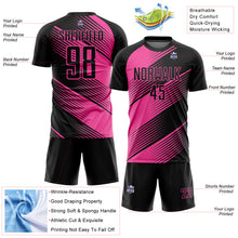 Laden Sie das Bild in den Galerie-Viewer, Custom Black Pink Line Sublimation Soccer Uniform Jersey