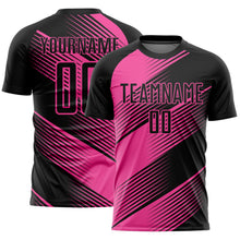Laden Sie das Bild in den Galerie-Viewer, Custom Black Pink Line Sublimation Soccer Uniform Jersey