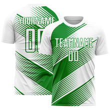 Load image into Gallery viewer, Custom White Grass Green Line Sublimation Soccer Uniform Jersey