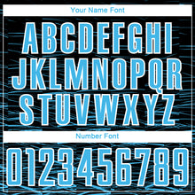 Laden Sie das Bild in den Galerie-Viewer, Custom Black Sky Blue-White Line Sublimation Soccer Uniform Jersey