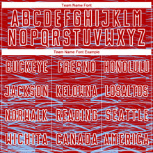 Load image into Gallery viewer, Custom Red Light Blue-White Line Sublimation Soccer Uniform Jersey