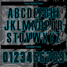 Load image into Gallery viewer, Custom Graffiti Pattern Black Steel Gray-Teal Scratch Sublimation Soccer Uniform Jersey