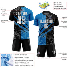 Laden Sie das Bild in den Galerie-Viewer, Custom Graffiti Pattern Black-Blue Scratch Sublimation Soccer Uniform Jersey