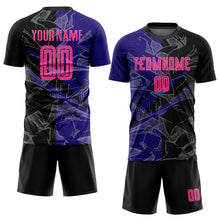 Laden Sie das Bild in den Galerie-Viewer, Custom Graffiti Pattern Pink Black-Dark Purple Scratch Sublimation Soccer Uniform Jersey