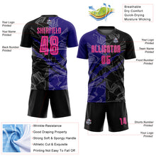 Laden Sie das Bild in den Galerie-Viewer, Custom Graffiti Pattern Pink Black-Dark Purple Scratch Sublimation Soccer Uniform Jersey