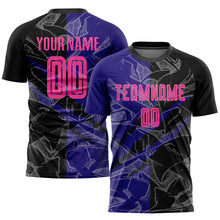 Laden Sie das Bild in den Galerie-Viewer, Custom Graffiti Pattern Pink Black-Dark Purple Scratch Sublimation Soccer Uniform Jersey