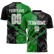 Load image into Gallery viewer, Custom Graffiti Pattern Black-Grass Green Scratch Sublimation Soccer Uniform Jersey