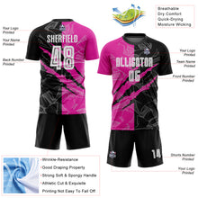 Laden Sie das Bild in den Galerie-Viewer, Custom Graffiti Pattern Black-Deep Pink Scratch Sublimation Soccer Uniform Jersey