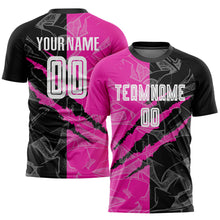 Laden Sie das Bild in den Galerie-Viewer, Custom Graffiti Pattern Black-Deep Pink Scratch Sublimation Soccer Uniform Jersey