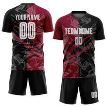 Laden Sie das Bild in den Galerie-Viewer, Custom Graffiti Pattern Black-Maroon Scratch Sublimation Soccer Uniform Jersey
