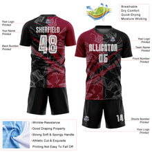 Laden Sie das Bild in den Galerie-Viewer, Custom Graffiti Pattern Black-Maroon Scratch Sublimation Soccer Uniform Jersey