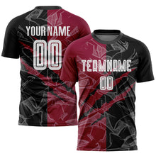 Laden Sie das Bild in den Galerie-Viewer, Custom Graffiti Pattern Black-Maroon Scratch Sublimation Soccer Uniform Jersey