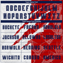 Laden Sie das Bild in den Galerie-Viewer, Custom Graffiti Pattern Navy-Red USA Scratch Sublimation Soccer Uniform Jersey