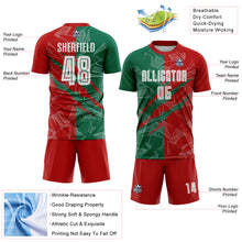 Загрузить изображение в средство просмотра галереи, Custom Graffiti Pattern Red-Kelly Green Scratch Sublimation Soccer Uniform Jersey