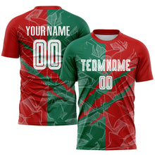 Загрузить изображение в средство просмотра галереи, Custom Graffiti Pattern Red-Kelly Green Scratch Sublimation Soccer Uniform Jersey