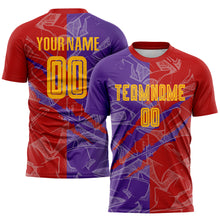 Laden Sie das Bild in den Galerie-Viewer, Custom Graffiti Pattern Yellow Red-Purple Scratch Sublimation Soccer Uniform Jersey