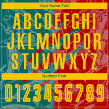 Laden Sie das Bild in den Galerie-Viewer, Custom Graffiti Pattern Yellow Red-Teal Scratch Sublimation Soccer Uniform Jersey